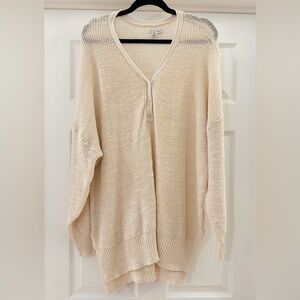 American Eagle Ivory Cream V Neck Oversized Tunic Sweater sz L/XL